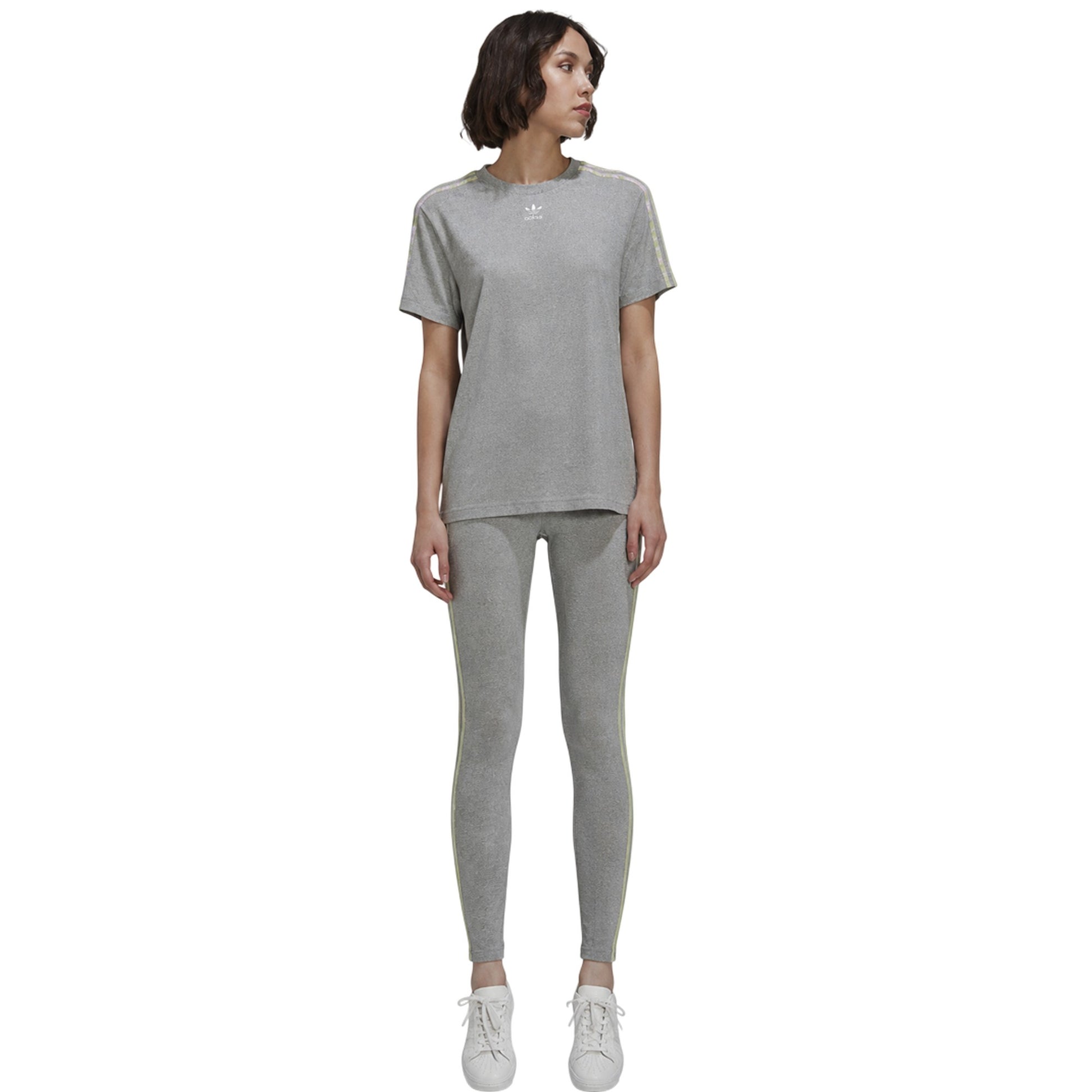 Grey - Pack Shot - Adidas Womens-Ladies Trefoil Fitted Leggings