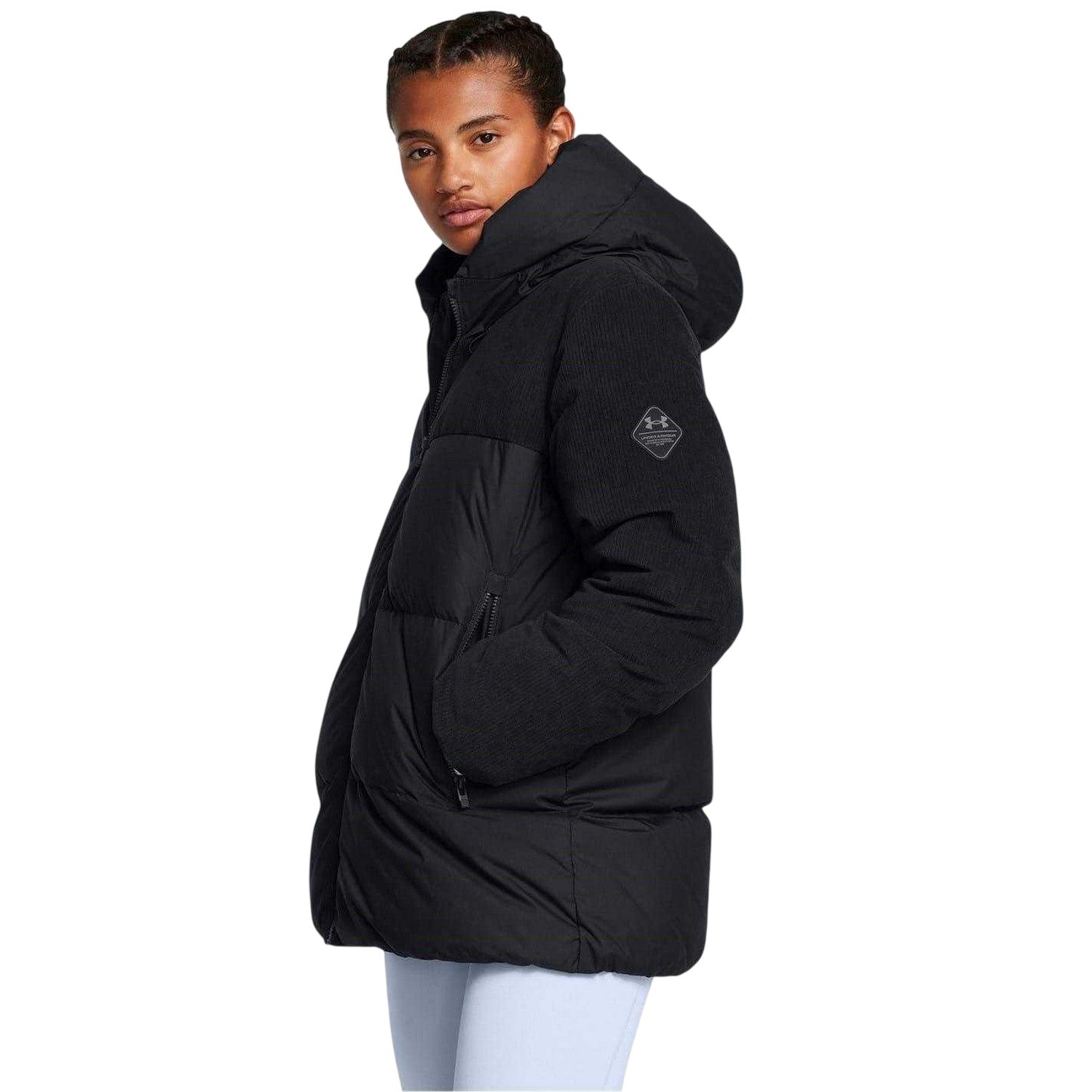 Black - Pack Shot - Under Armour Womens-Ladies Limitless Corduroy Quilted Puffer Jacket