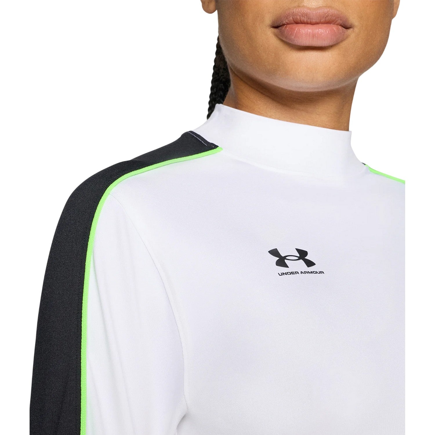 White-Black - Lifestyle - Under Armour Womens-Ladies Challenger Fitted Base Layer Top