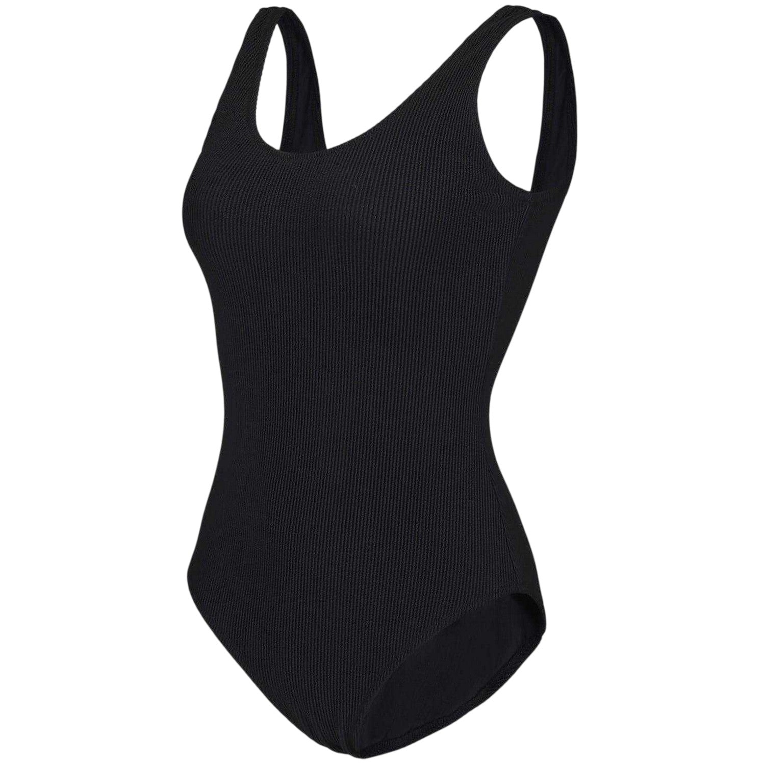 Black - Side - SoulCal Womens-Ladies Ribbed Scoop Neck Slim Bodysuit