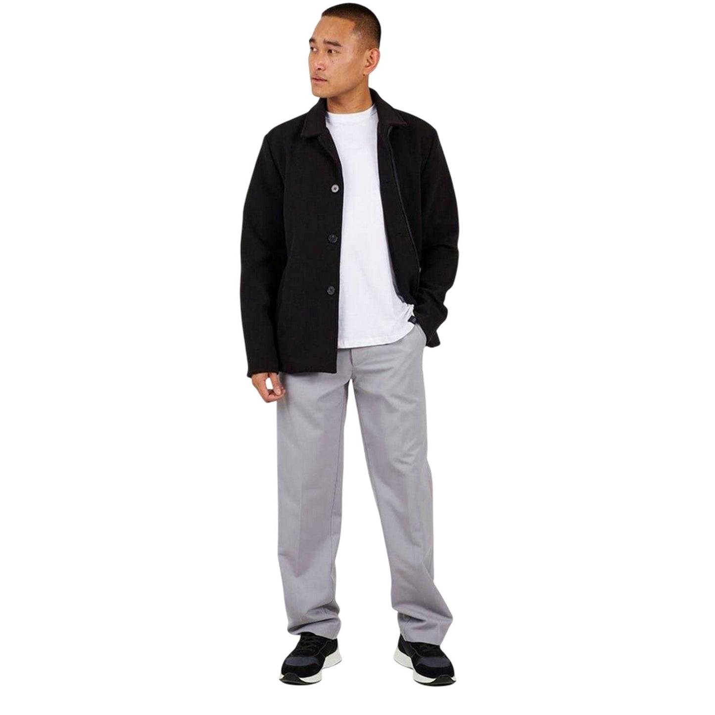 Black - Lifestyle - Brave Soul Mens Plain Overcoat