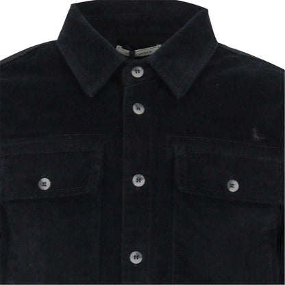 Black - Side - Jack Wills Mens Corduroy Double Pocket Long-Sleeved Shirt