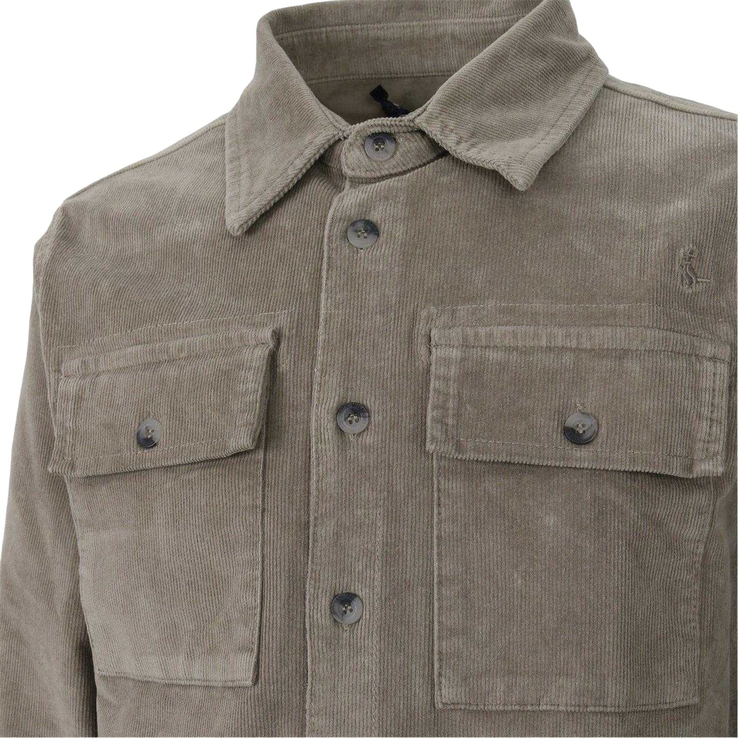 Silver Sage - Side - Jack Wills Mens Corduroy Double Pocket Long-Sleeved Shirt