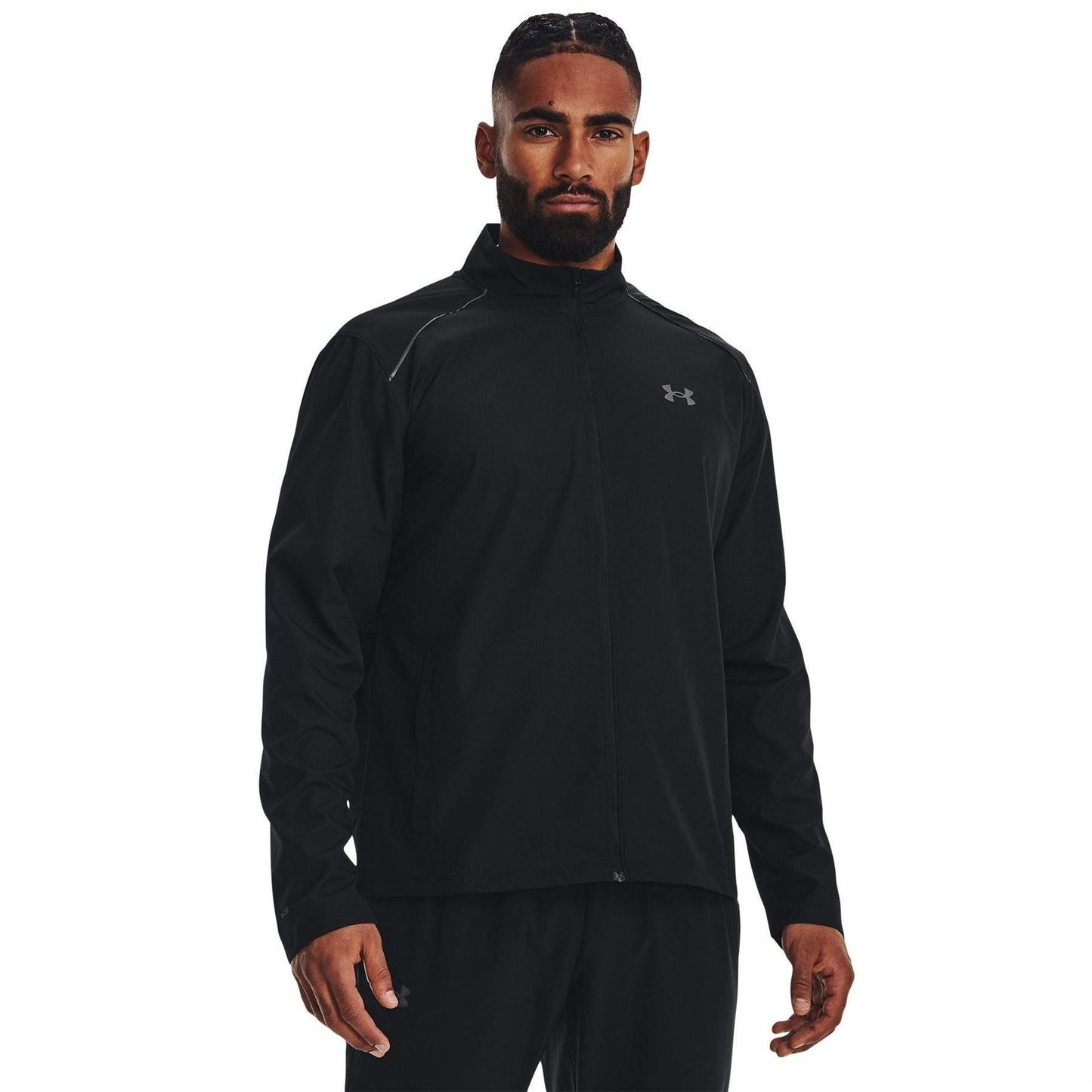 Black - Side - Under Armour Mens Storm Run Logo Full Zip Jacket