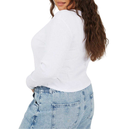 White - Back - Brave Soul Womens-Ladies Notch Neck Long-Sleeved T-Shirt