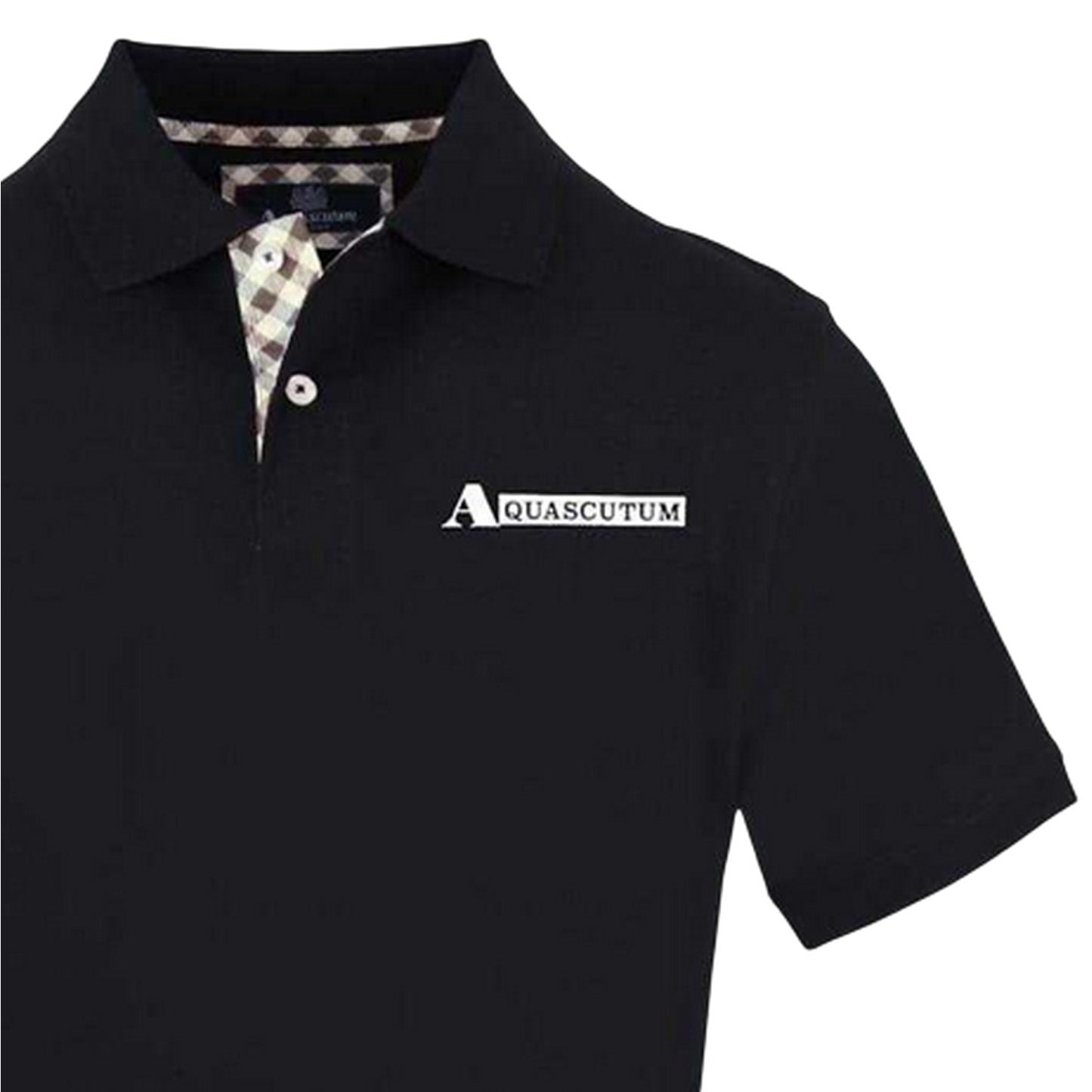 Black - Side - Aquascutum Mens Short-Sleeved Polo Shirt