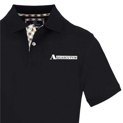 Black - Side - Aquascutum Mens Short-Sleeved Polo Shirt