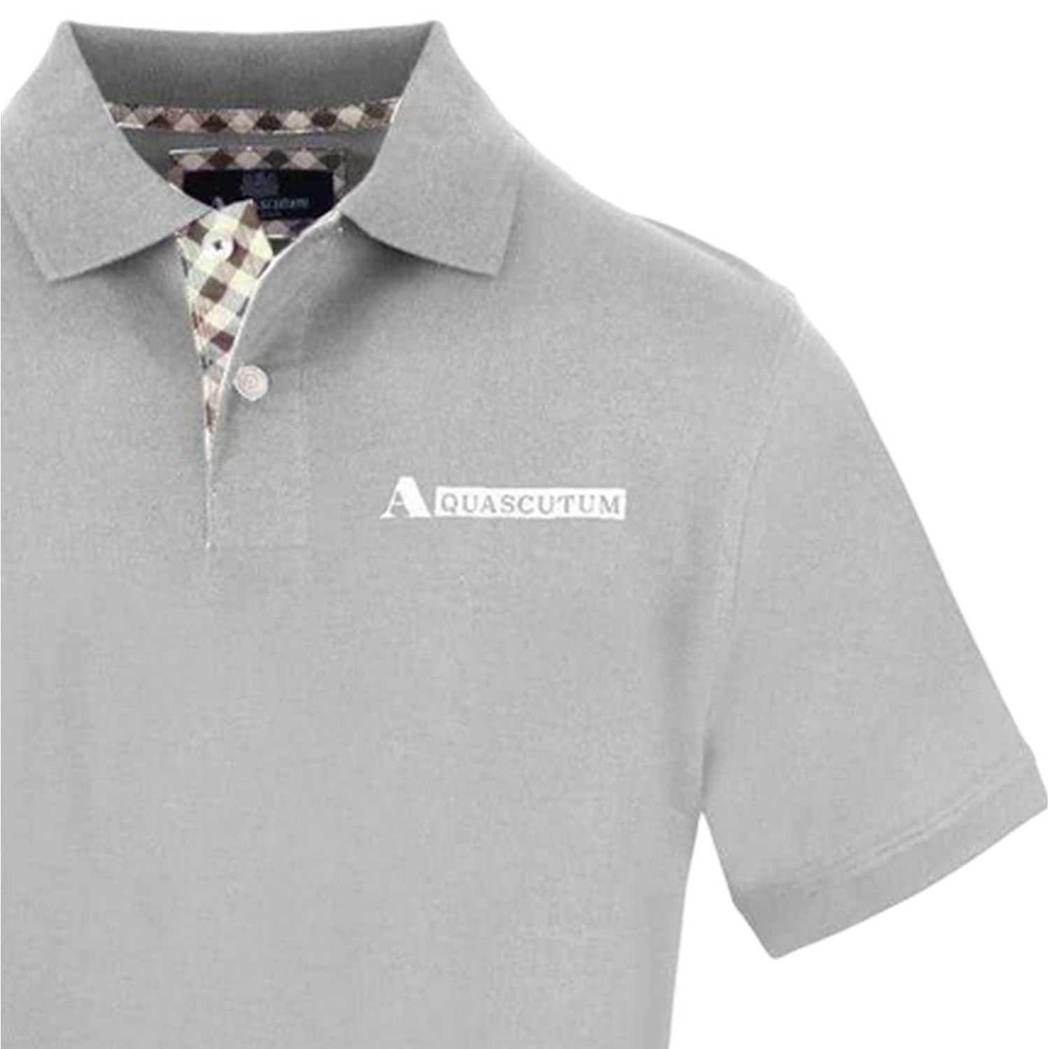 Grey - Side - Aquascutum Mens Short-Sleeved Polo Shirt