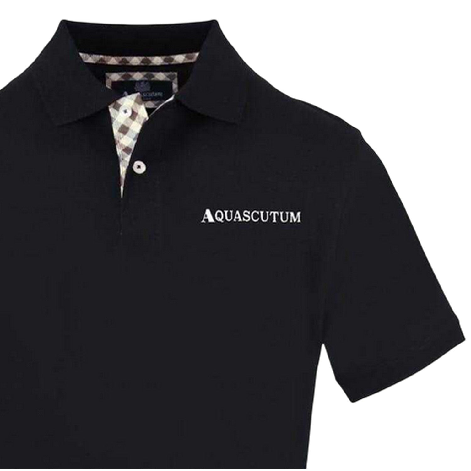 Black - Side - Aquascutum Mens Embroidered Logo Polo Shirt