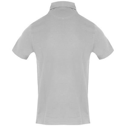 Grey - Back - Aquascutum Mens Embroidered Logo Polo Shirt