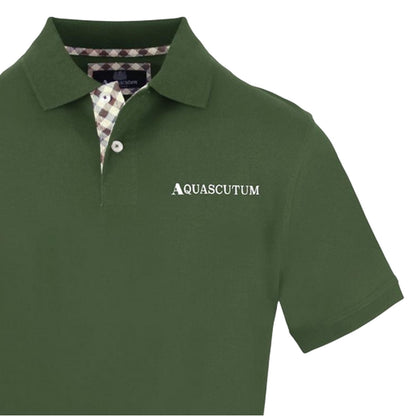 Military Green - Side - Aquascutum Mens Embroidered Logo Polo Shirt