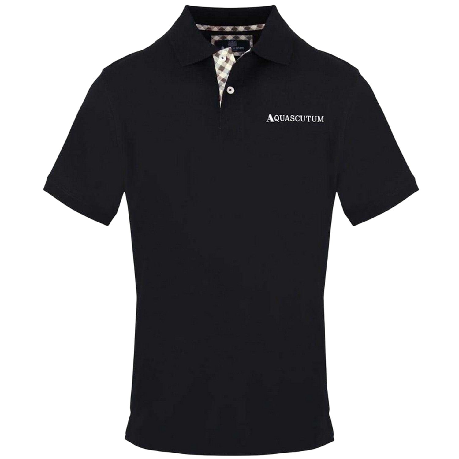 Black - Front - Aquascutum Mens Embroidered Logo Polo Shirt