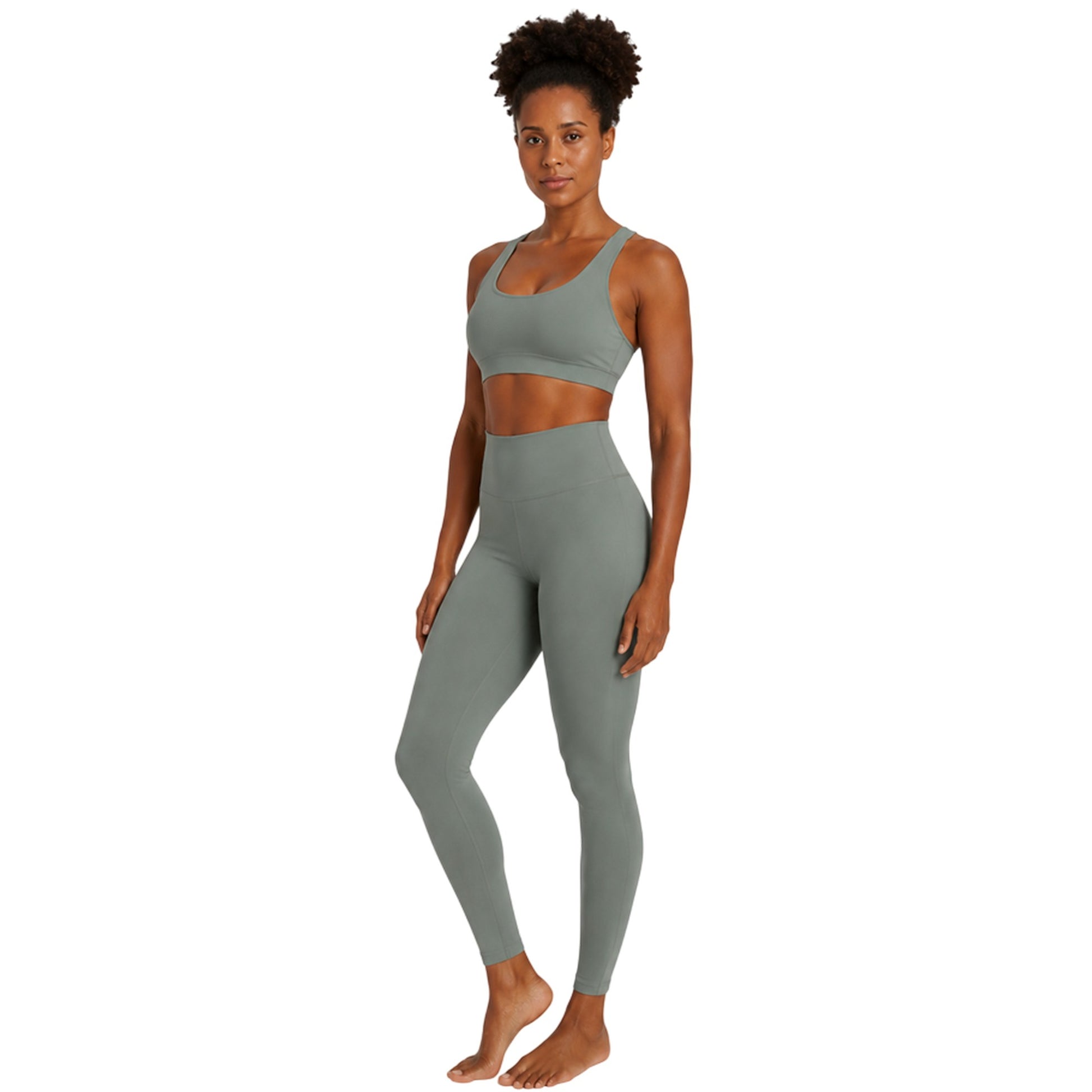 Green - Pack Shot - Adidas Womens-Ladies Studio 7-8 Leggings