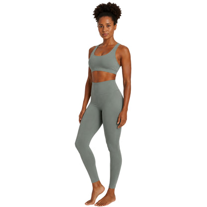 Green - Pack Shot - Adidas Womens-Ladies Studio 7-8 Leggings
