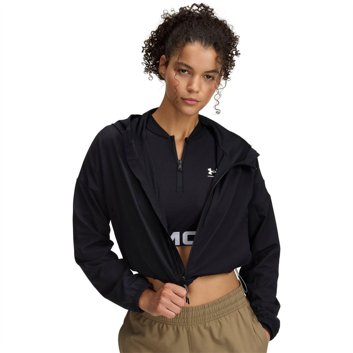 Black - Front - Under Armour Womens-Ladies Unstoppable Woven Hooded Jacket