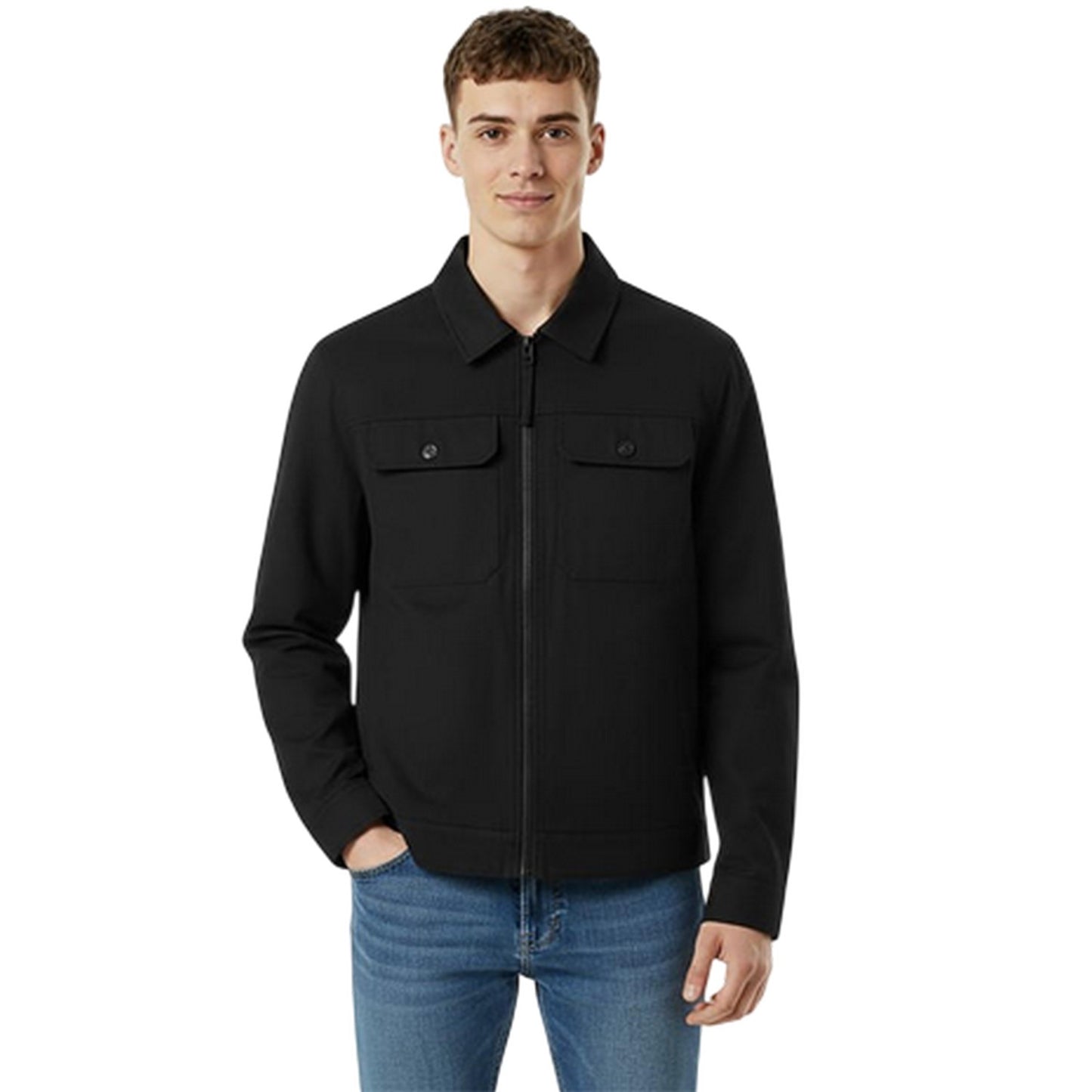 Black - Side - Jack Wills Mens Shire Utility Full Zip Overshirt