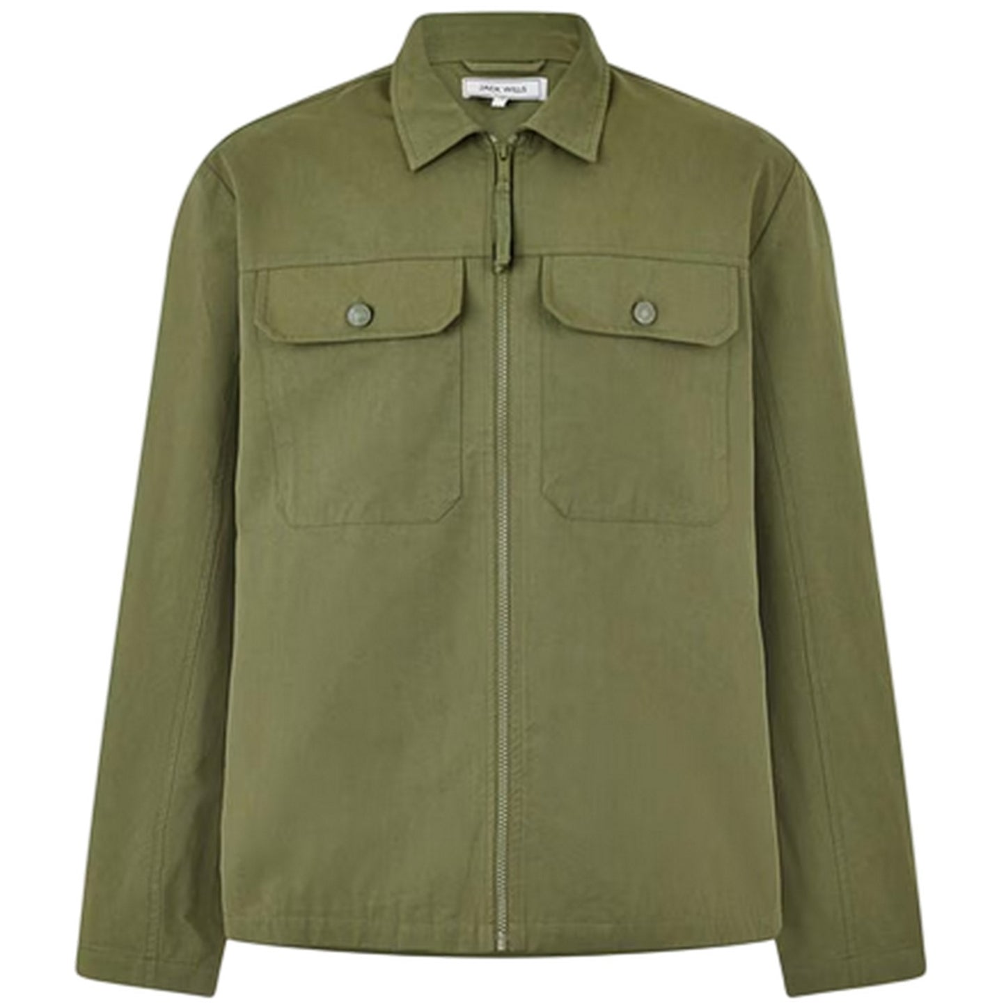 Olive - Front - Jack Wills Mens Shire Utility Full Zip Overshirt