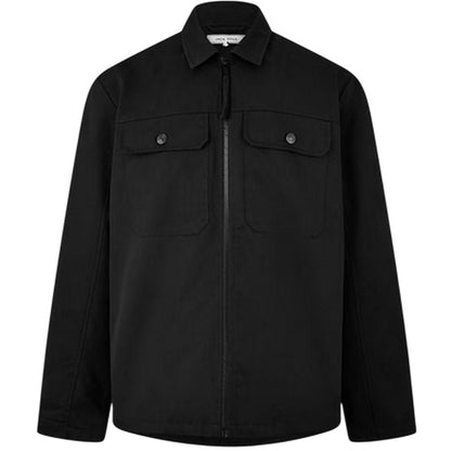Black - Front - Jack Wills Mens Shire Utility Full Zip Overshirt