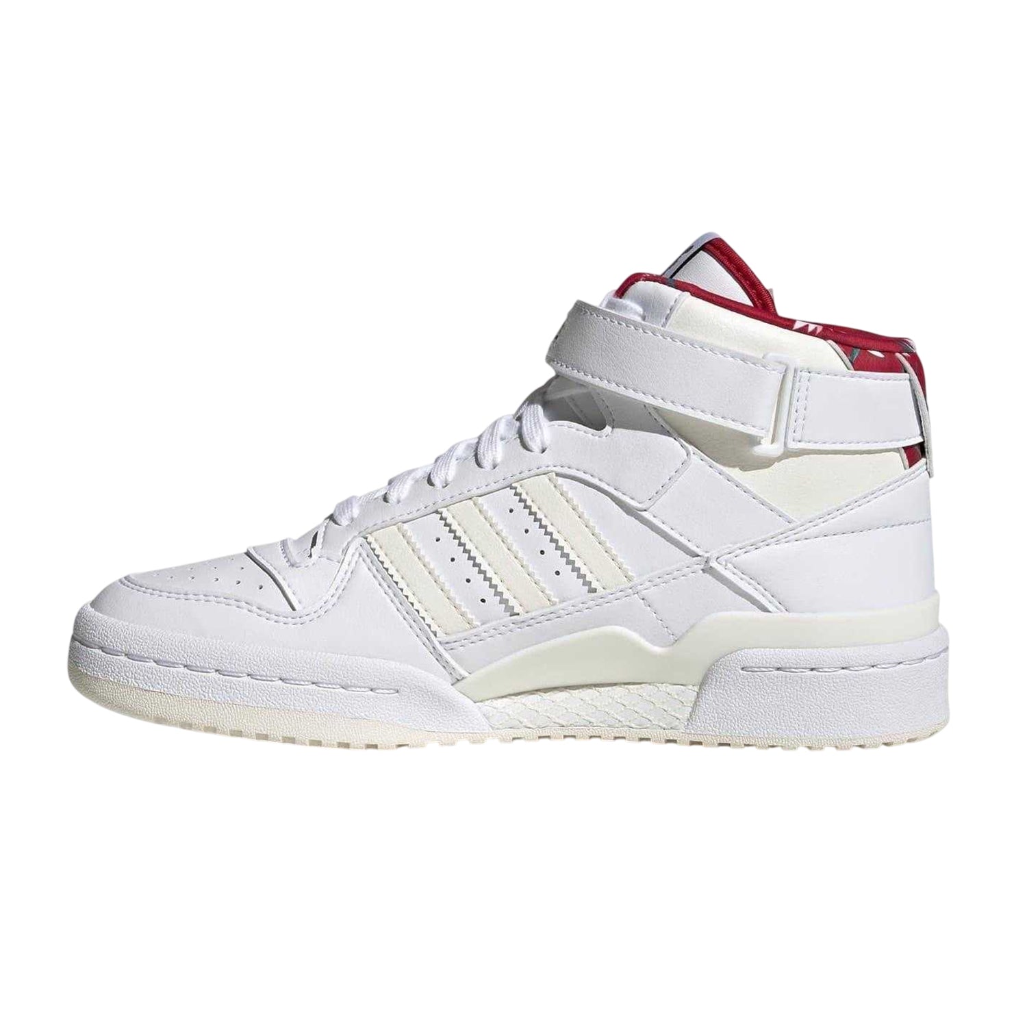White - Side - Adidas Womens-Ladies Forum Mid Calf Trainers