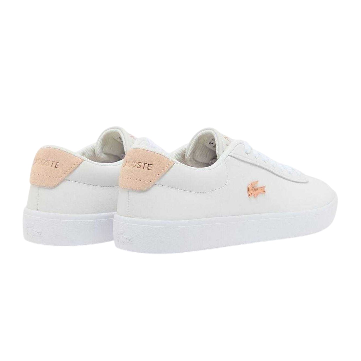 White-Pink - Back - Lacoste Womens-Ladies Baseshot Evo Suede Trainers