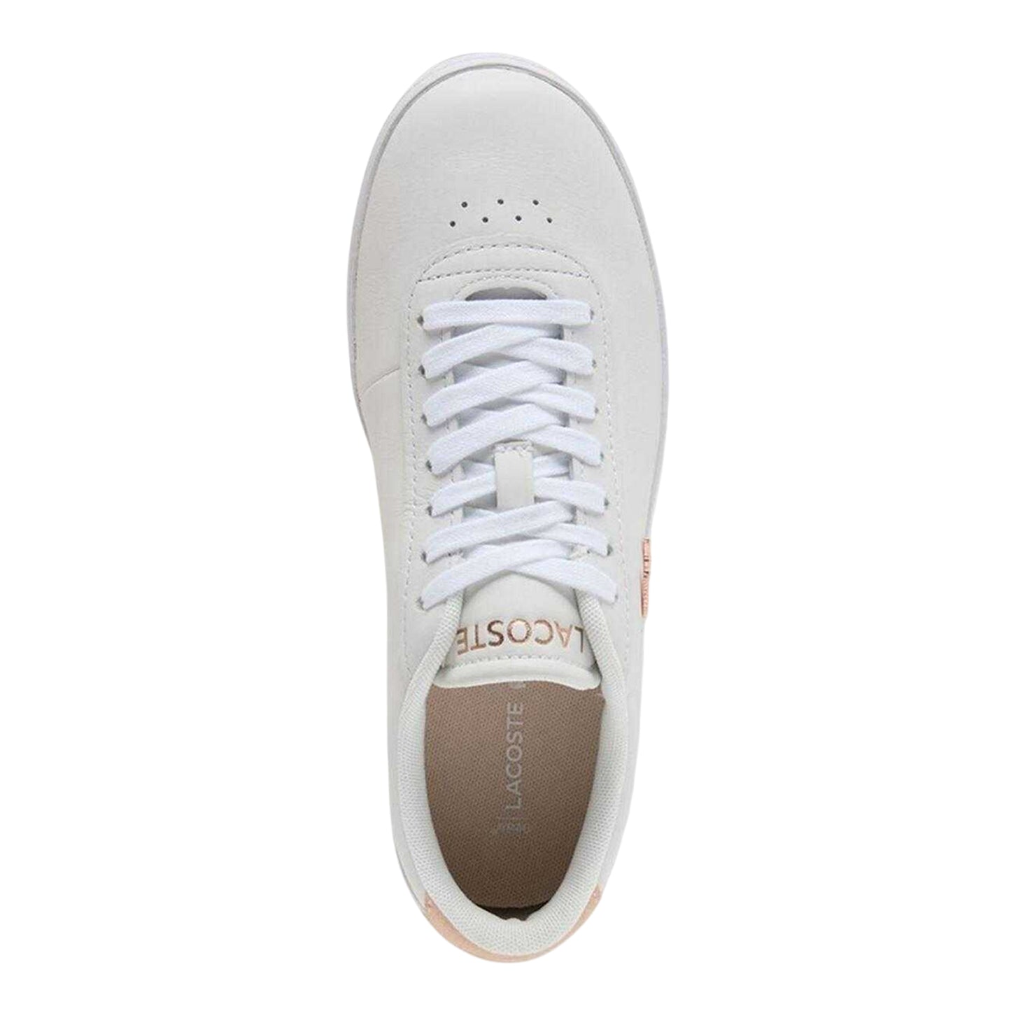 White-Pink - Side - Lacoste Womens-Ladies Baseshot Evo Suede Trainers
