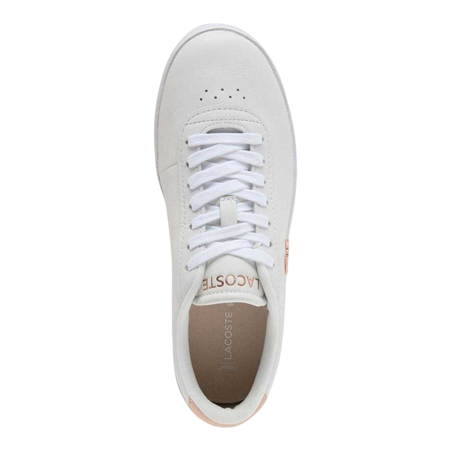 White-Pink - Side - Lacoste Womens-Ladies Baseshot Evo Suede Trainers