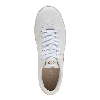 White-Pink - Side - Lacoste Womens-Ladies Baseshot Evo Suede Trainers