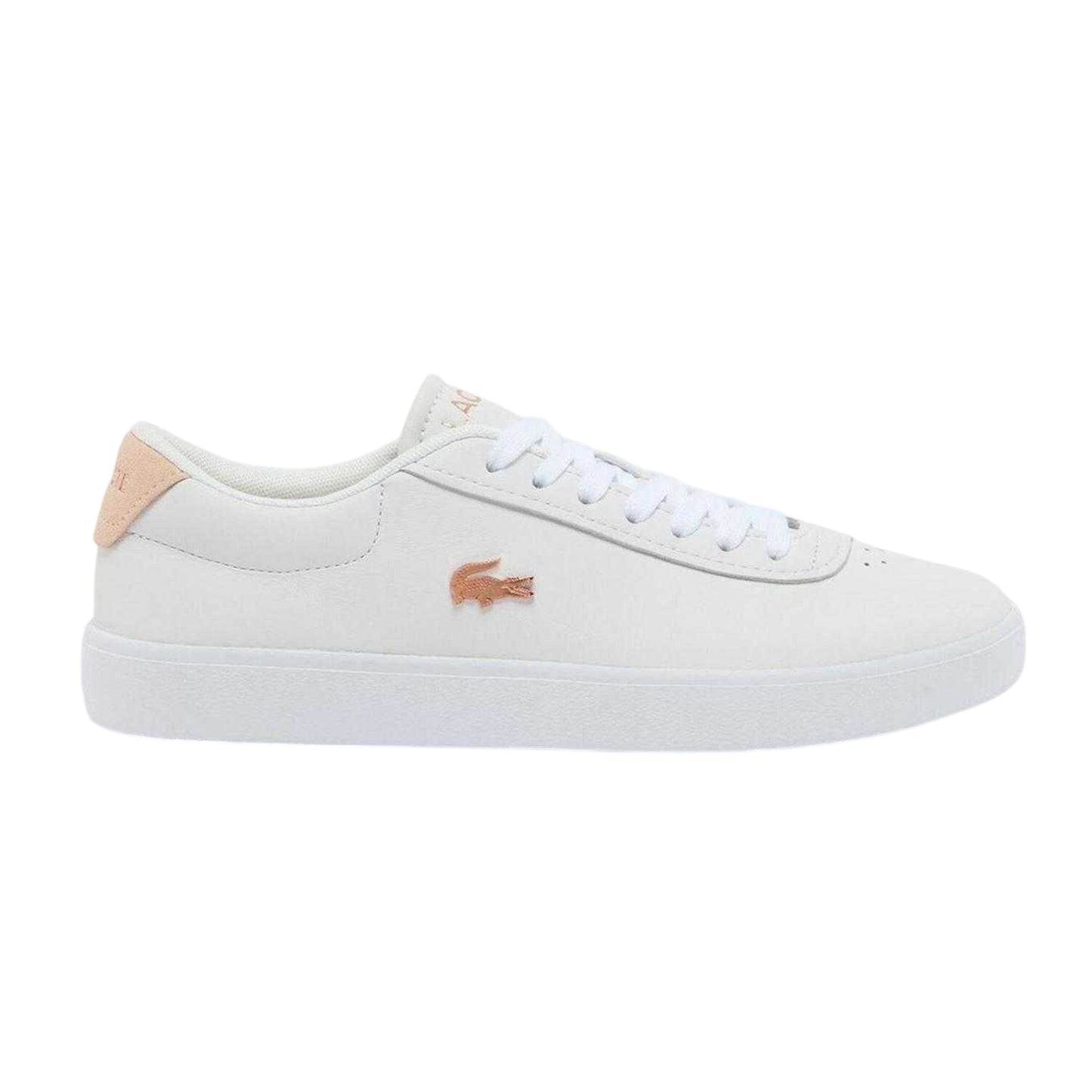 White-Pink - Front - Lacoste Womens-Ladies Baseshot Evo Suede Trainers