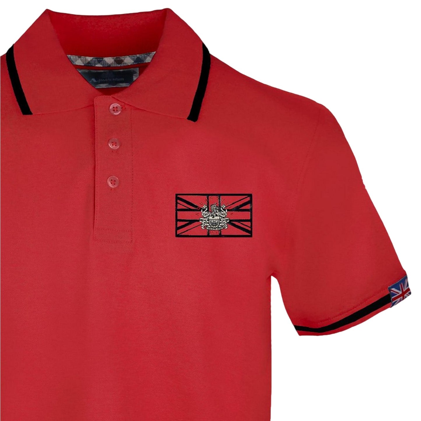 Red - Side - Aquascutum Mens Flag Polo Shirt