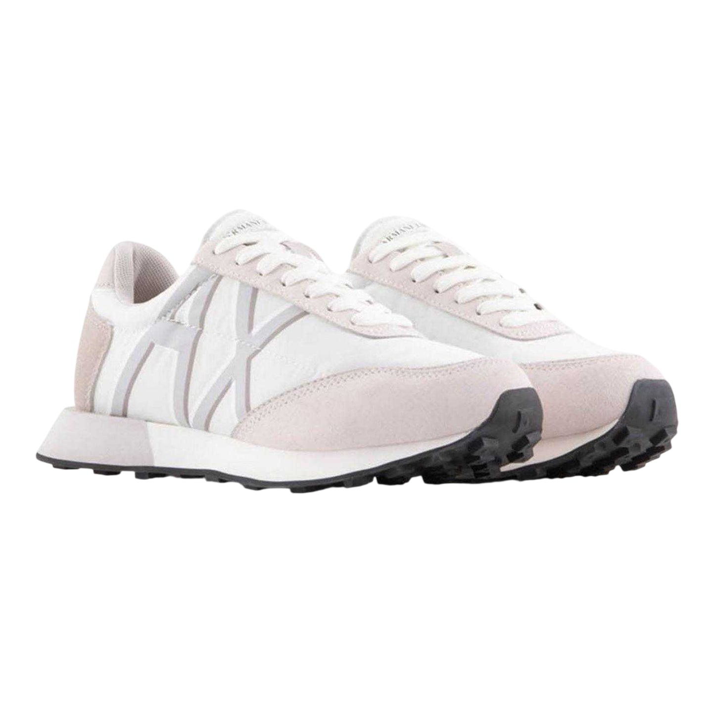 Off White - Side - Armani Exchange Womens-Ladies Lace Up Trainers