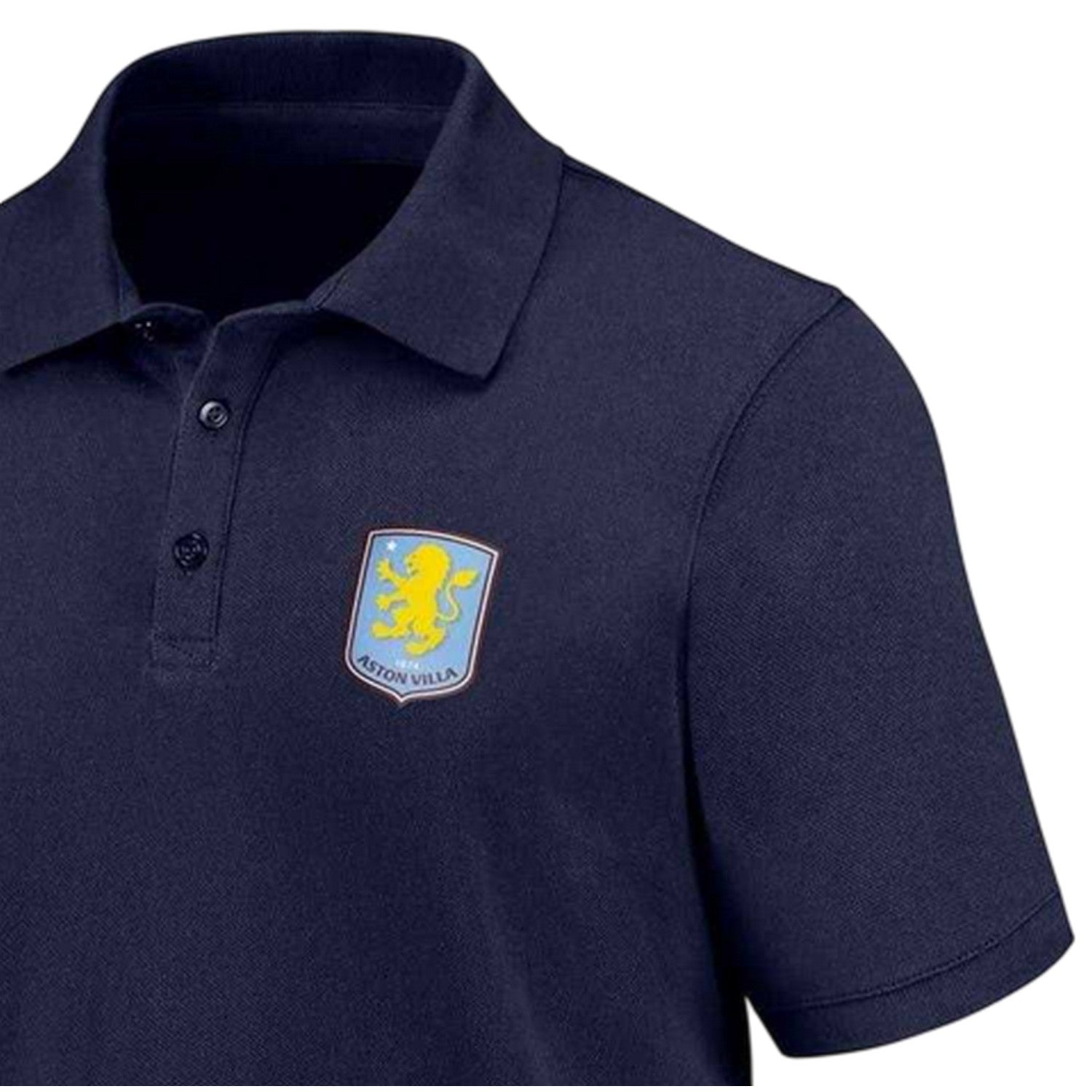Navy - Side - Aston Villa FC Mens Crest Polo Shirt