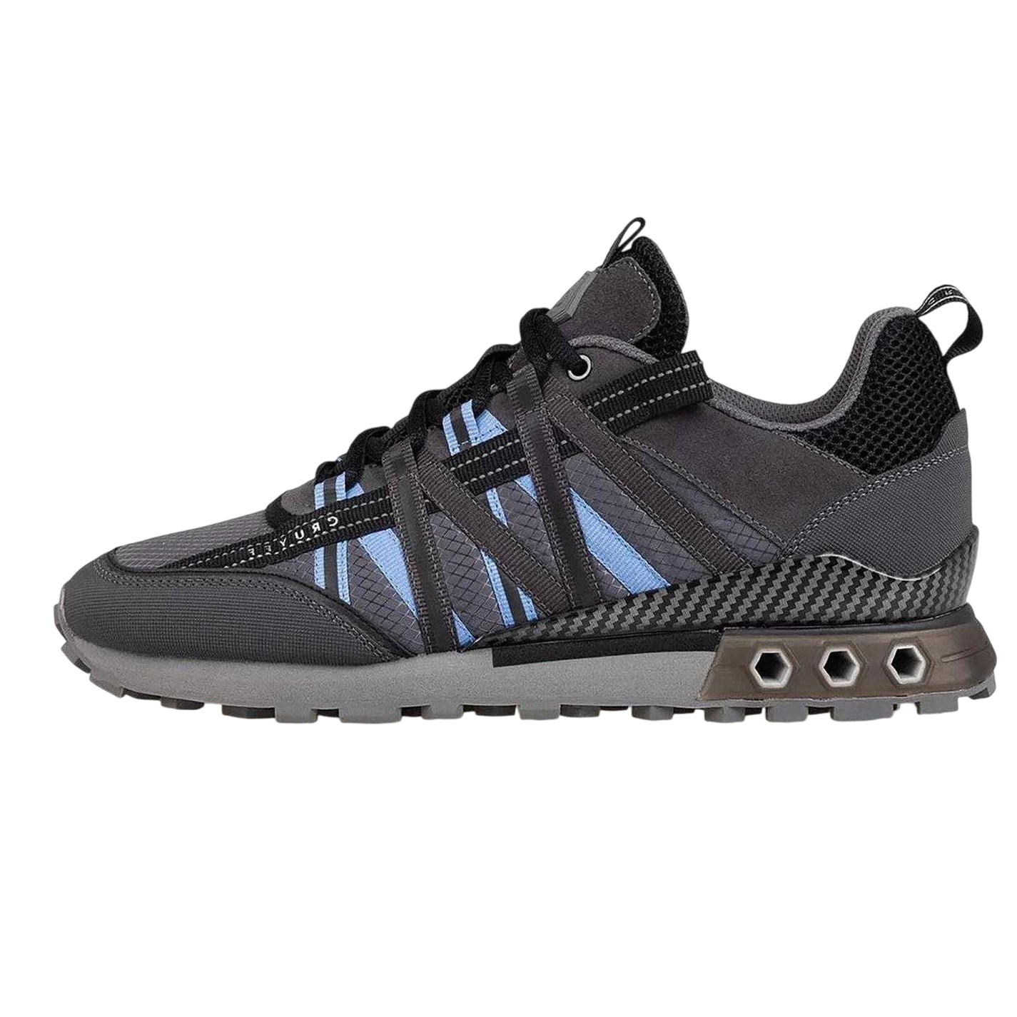 Grey Blue - Back - Cruyff Mens Fearia Suede Hex-Tech Trainers