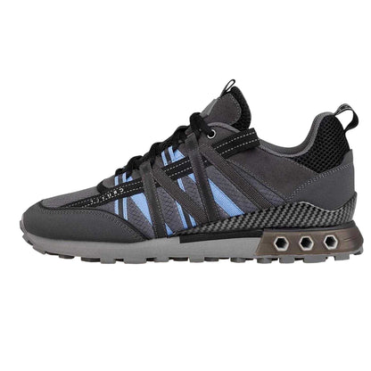 Grey Blue - Back - Cruyff Mens Fearia Suede Hex-Tech Trainers