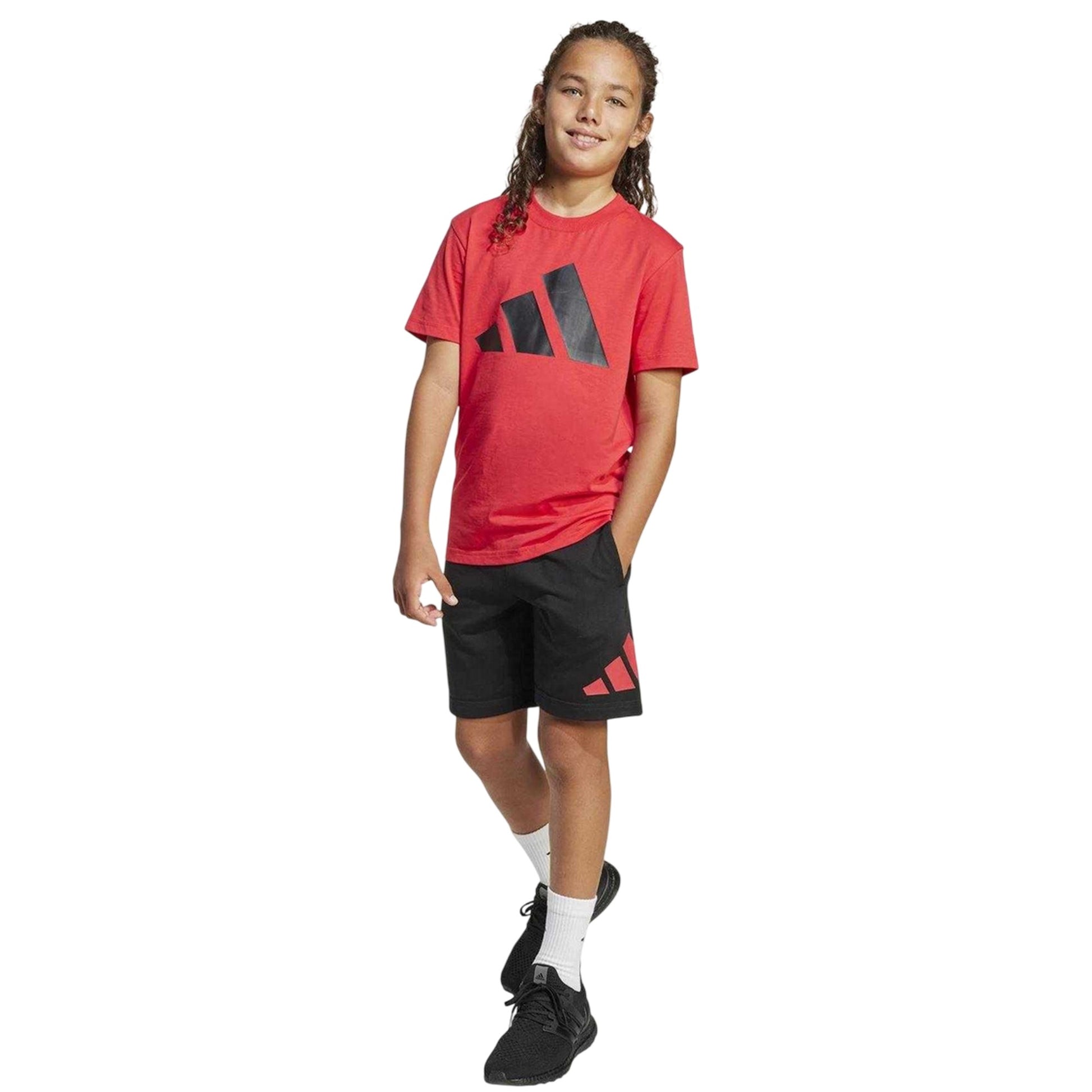 Red - Lifestyle - Adidas Childrens-Kids Essentials Logo T-Shirt & Shorts Set