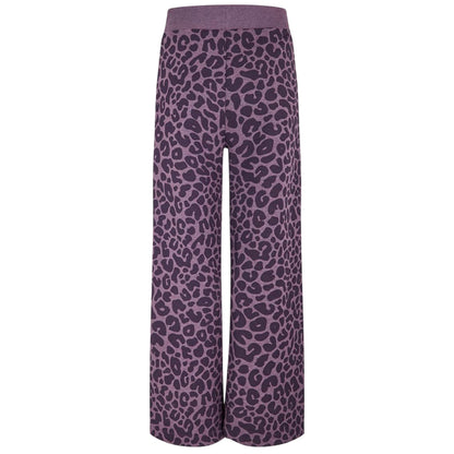 Dark Purple - Back - Boss Womens-Ladies Leopard Print Wide Leg Lounge Pants