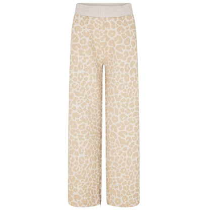 White - Front - Boss Womens-Ladies Leopard Print Wide Leg Lounge Pants