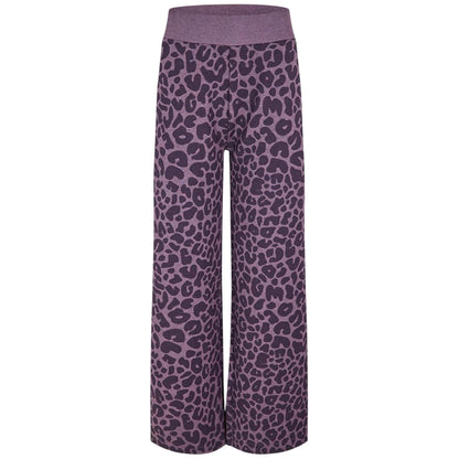 Dark Purple - Front - Boss Womens-Ladies Leopard Print Wide Leg Lounge Pants