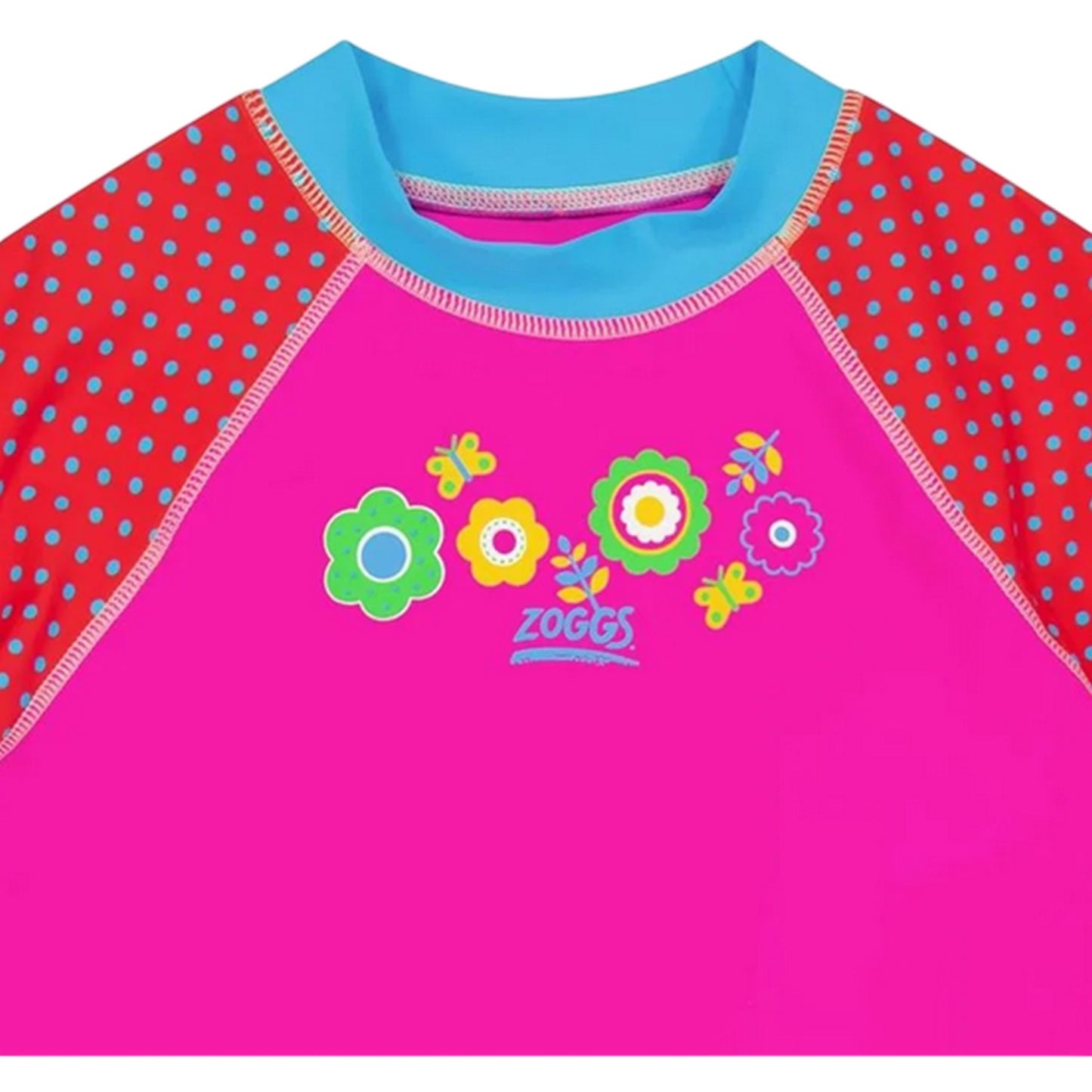 Blue - Side - Zoggs Childrens-Kids Polka Dot 3-4 Sleeve Top