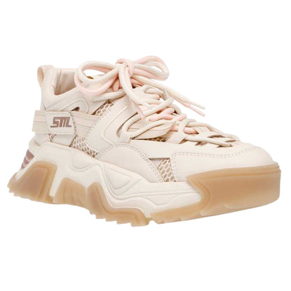 Cream-Rose Gold - Side - Steve Madden Womens-Ladies Kingdome Low Trainers