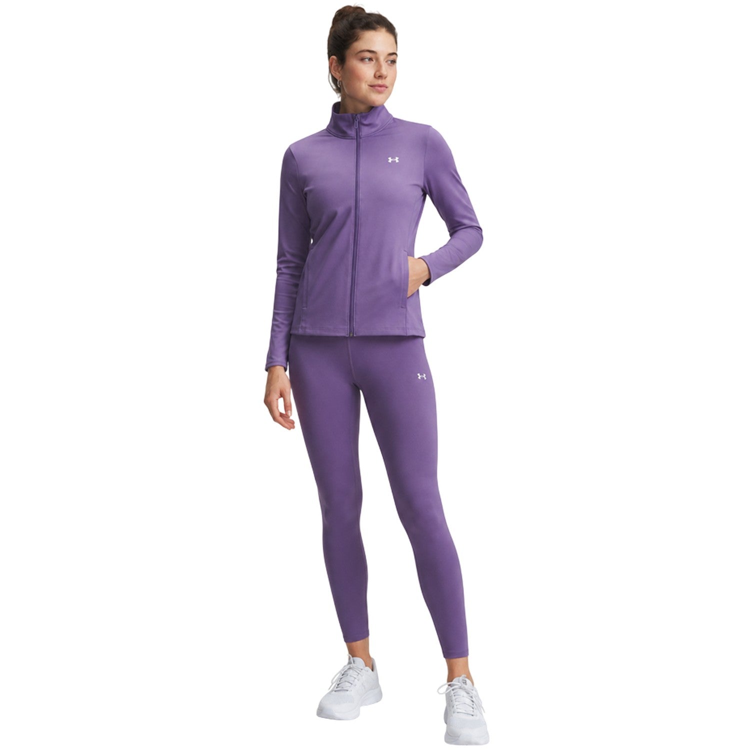 Purple-White - Pack Shot - Under Armour Womens-Ladies Moisture Wicking Jacket