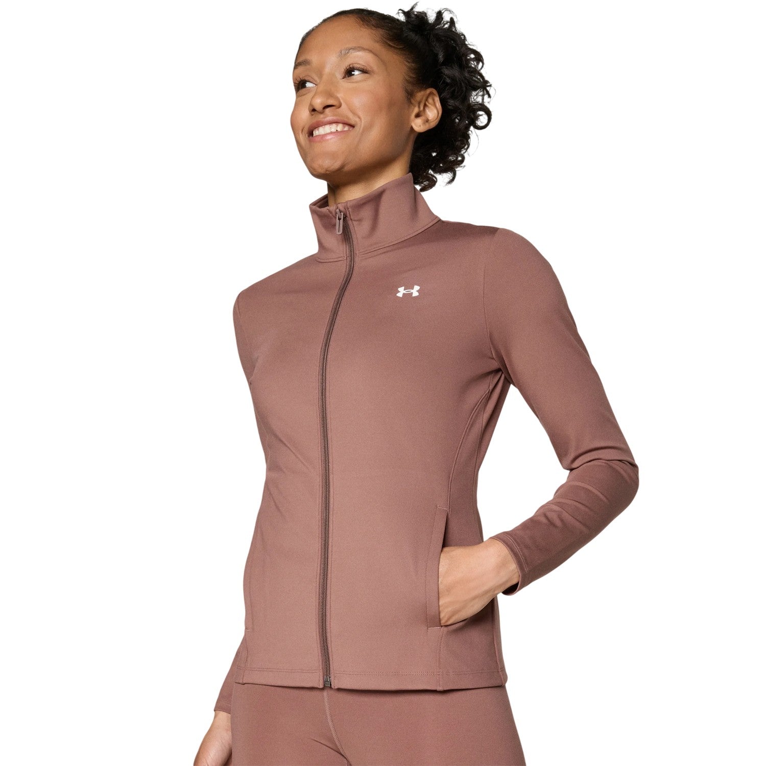 Taupe - Side - Under Armour Womens-Ladies Moisture Wicking Jacket