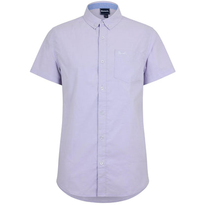 Lilac - Front - Bench Mens Plain Logo Short-Sleeved Shirt