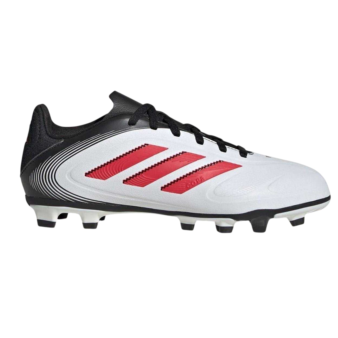 White-Red-Black - Front - Adidas Childrens-Kids Copa Pure 3 Club 3 Stripes Firm Ground Football Boots
