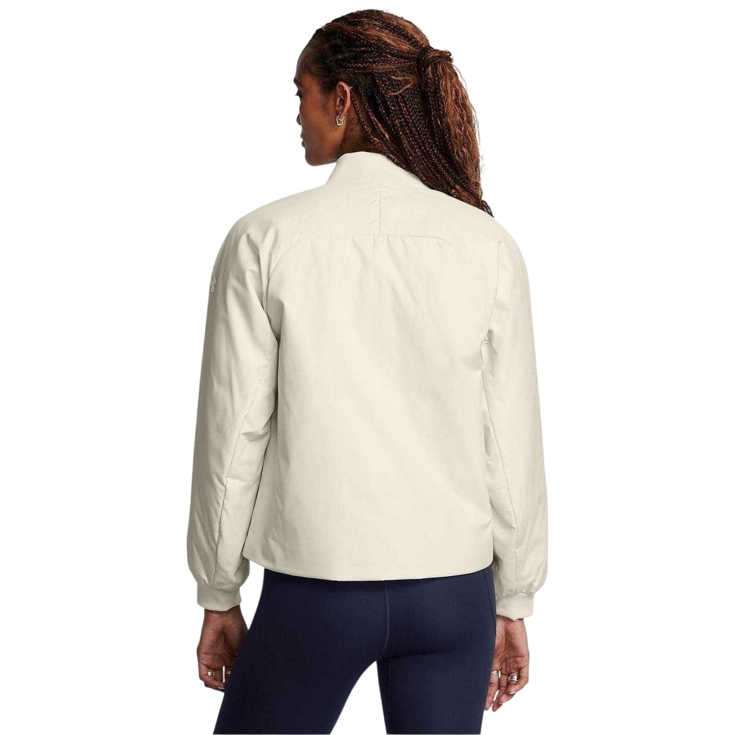 White - Side - Under Armour Womens-Ladies Solid Bomber Jacket
