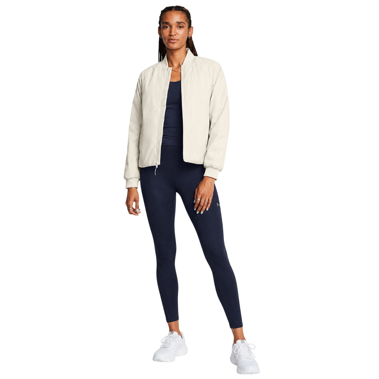 White - Pack Shot - Under Armour Womens-Ladies Solid Bomber Jacket