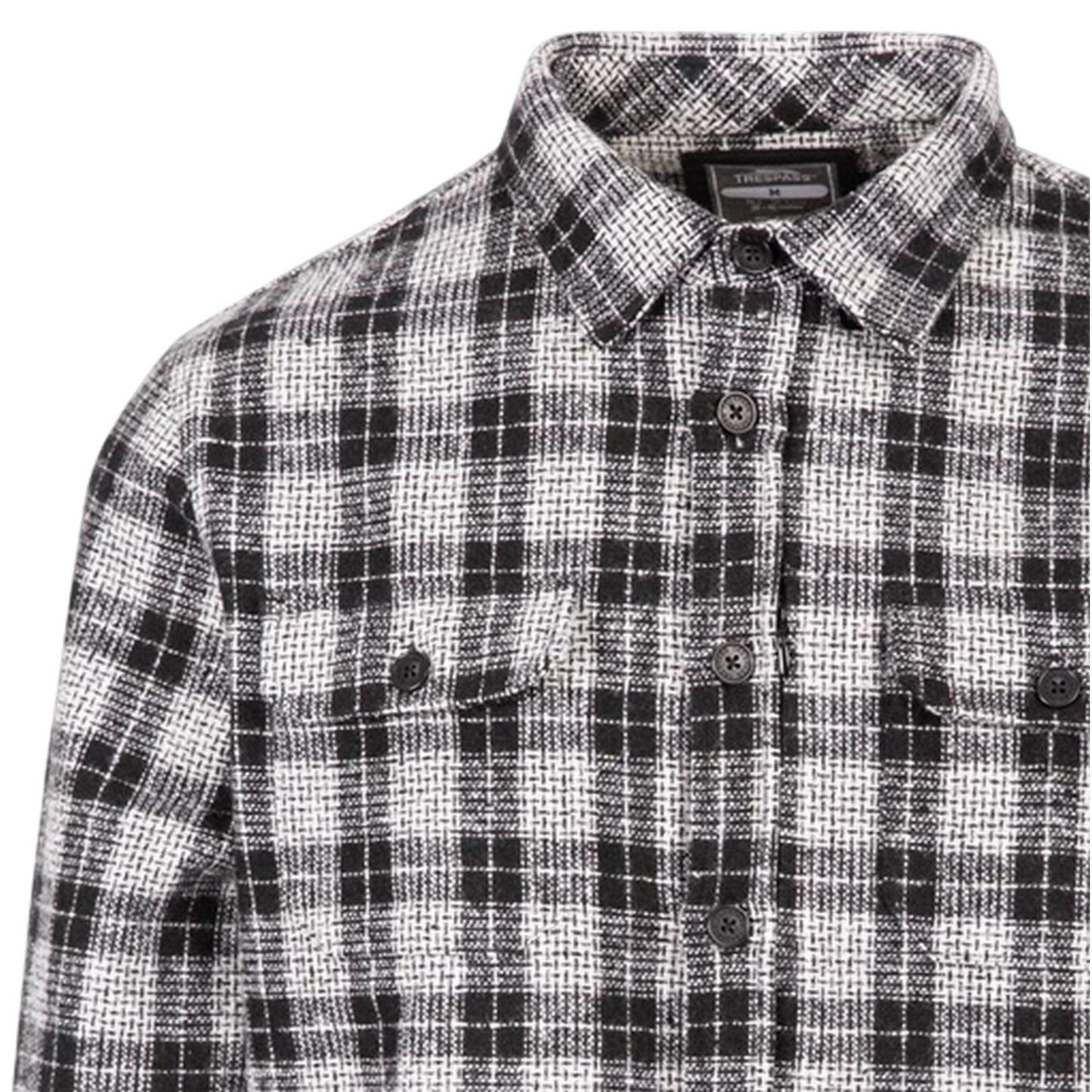 Black-White - Side - Trespass Mens Portlaw Checked Long-Sleeved Shirt