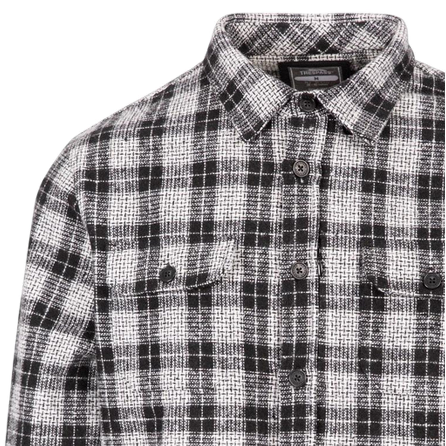 Black-White - Side - Trespass Mens Portlaw Checked Long-Sleeved Shirt