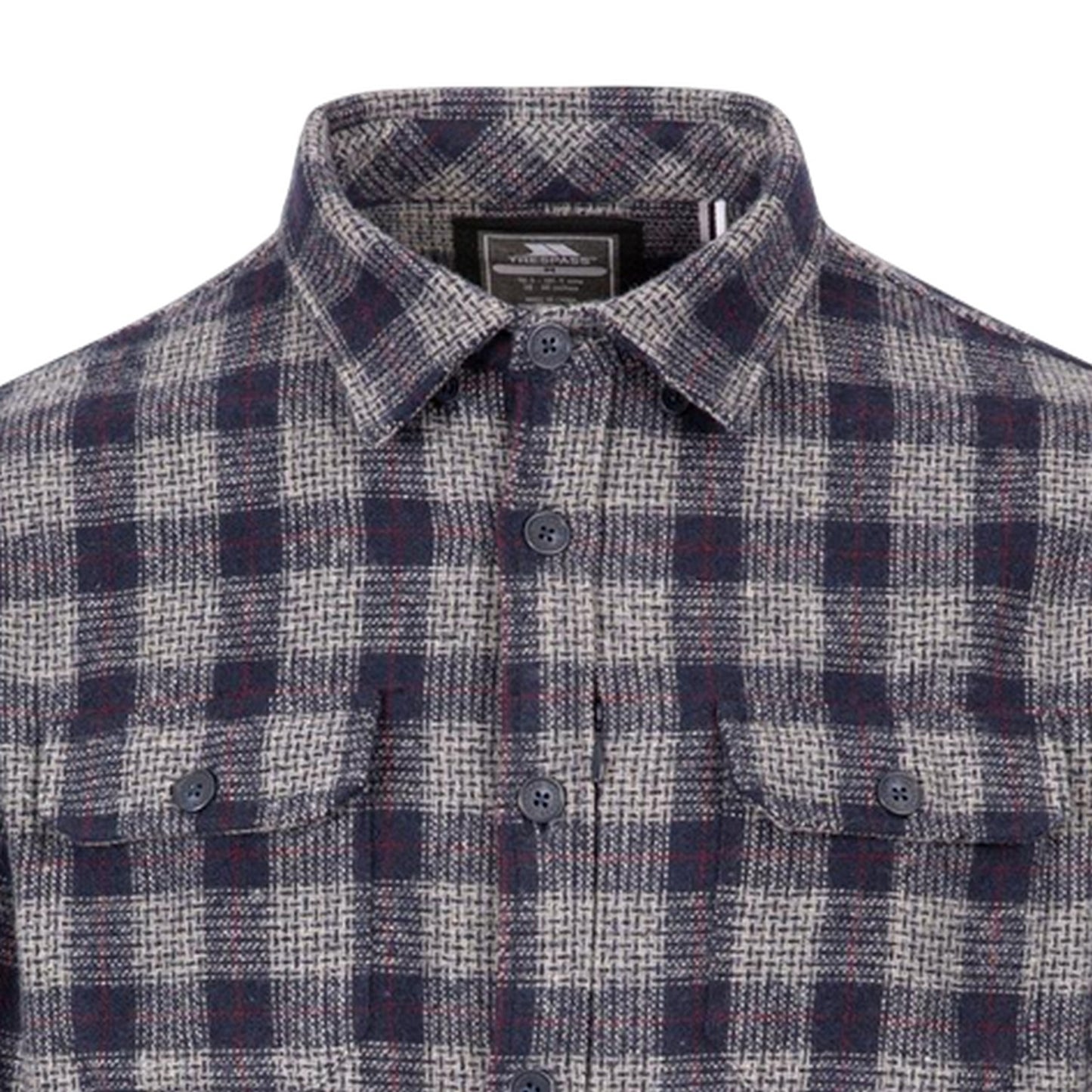 Grey-Blue - Side - Trespass Mens Portlaw Checked Long-Sleeved Shirt