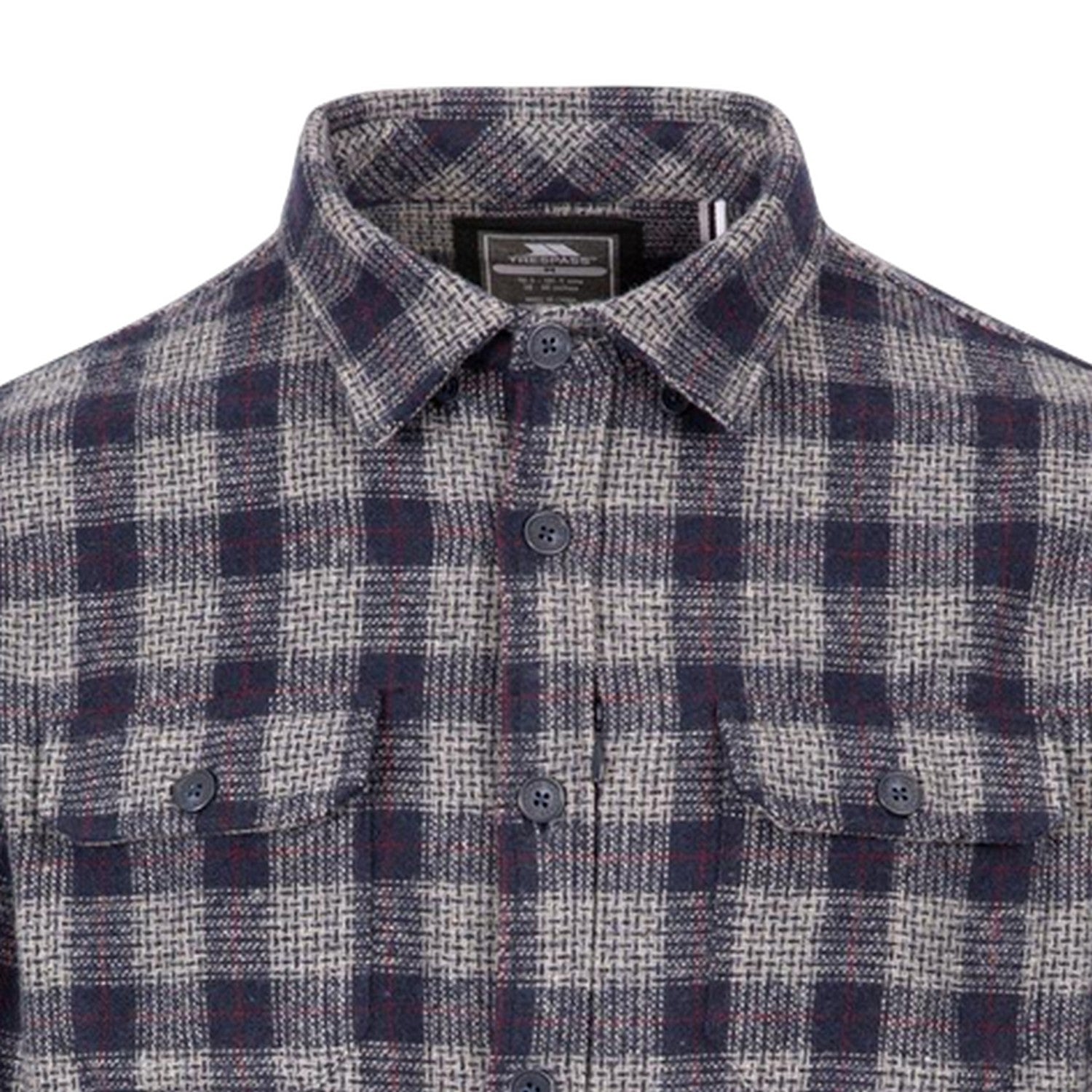 Grey-Blue - Side - Trespass Mens Portlaw Checked Long-Sleeved Shirt