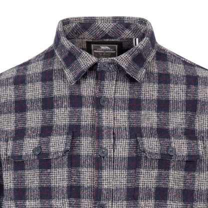 Grey-Blue - Side - Trespass Mens Portlaw Checked Long-Sleeved Shirt